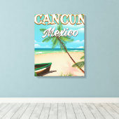 Cancun Mexico strandposter Canvas Afdruk (Insitu (Houten vloer))