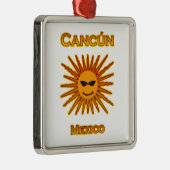 Cancun Mexico Sun Face Icon Metalen Ornament (Rechts)