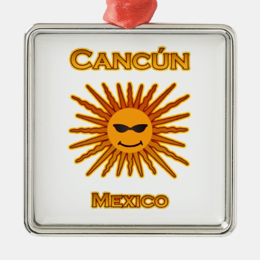 Cancun Mexico Sun Face Icon Metalen Ornament (Voorkant)