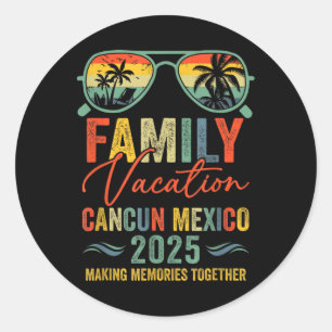 Cancun Mexico Vakantie 2025 Bijpassende Familiegro Ronde Sticker