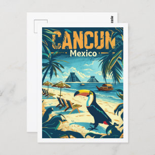Cancun Mexico Vintage Beroemde Reisplaats Briefkaart