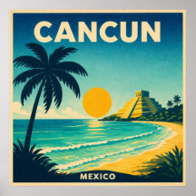 Cancun Mexico Vintage Reisposter