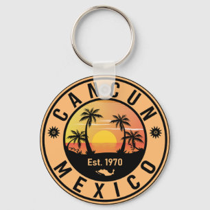 Cancun Palm Tree Retro 80's Mexican Playa Sleutelhanger