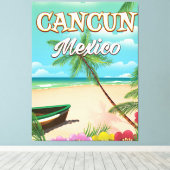 Cancun poster op het strand van Mexico Canvas Afdruk (Insitu (Houten vloer))