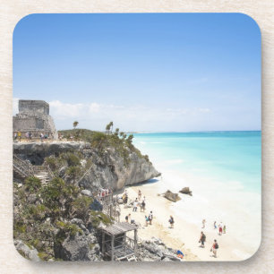 Cancun, Quintana Roo, Mexico - Ruïnes op een heuve Onderzetter