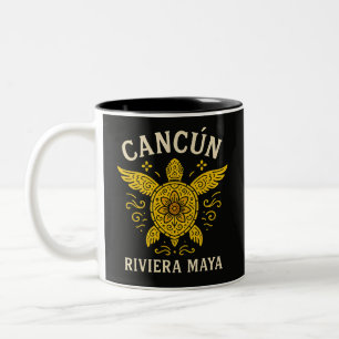 Cancun & Riviera Maya Tropische Vakantie Retro Typ Tweekleurige Koffiemok