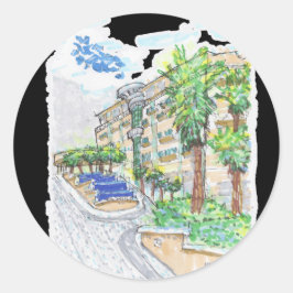 Cancun Sandos Gevel Kleurrijk Ronde Sticker