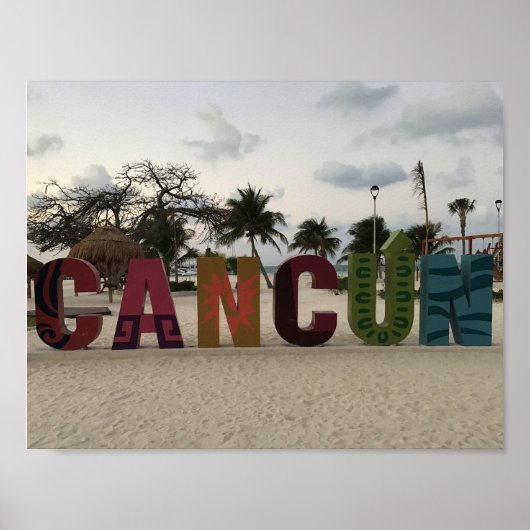 Cancun Sign - Playa Delfine, Mexico-Poster Poster (Voorkant)