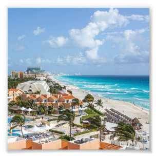 Cancun stad aan het strand foto afdruk