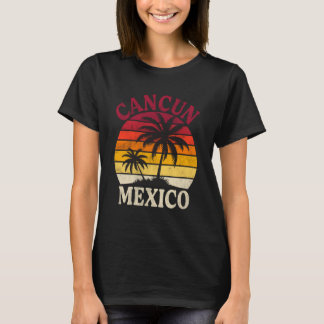 Cancun Strand Mexico Zomer Sfeer Vintage Palmboom T-shirt