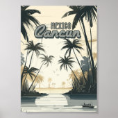 Cancun  strand wereld reizen Retro Kunst Poster (Voorkant)