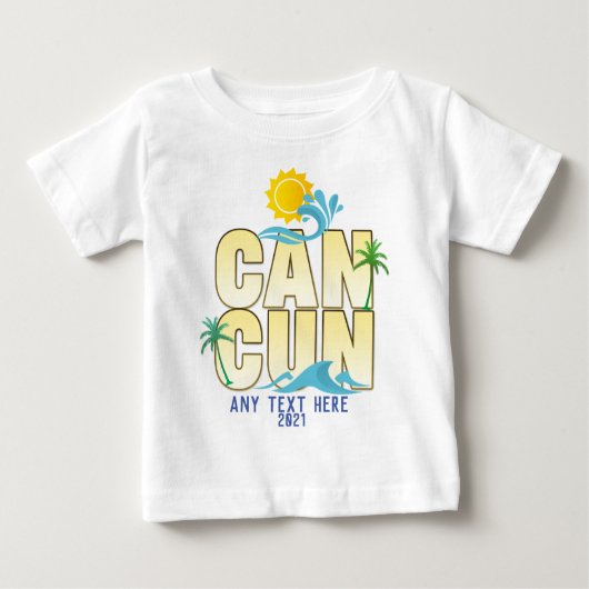 Cancun Summer Vacation Beach Palm Trees Custom T-S (Voorkant)