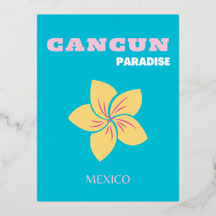 Cancun Travel Art, Mexico Travel Art, Preppy, Blau Folie Feestdagen Briefkaart