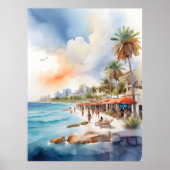 Cancun waterverf kunst poster (Voorkant)