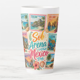 Cancun Zon Zand Mexico Mooie Stranden Tropisch Latte Mok