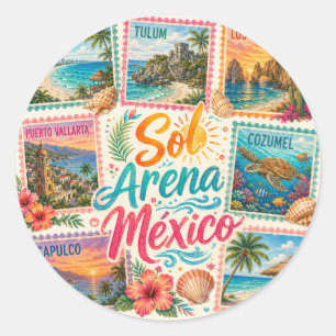 Cancun Zon Zand Mexico Mooie Stranden Tropisch Ronde Sticker