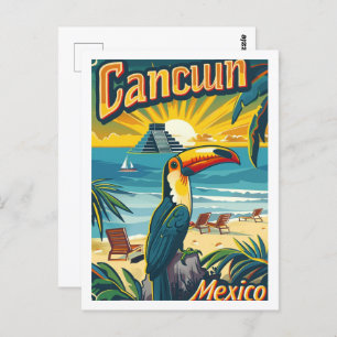 Cancuun Mexico Vintage Beroemde Reisplaats Briefkaart