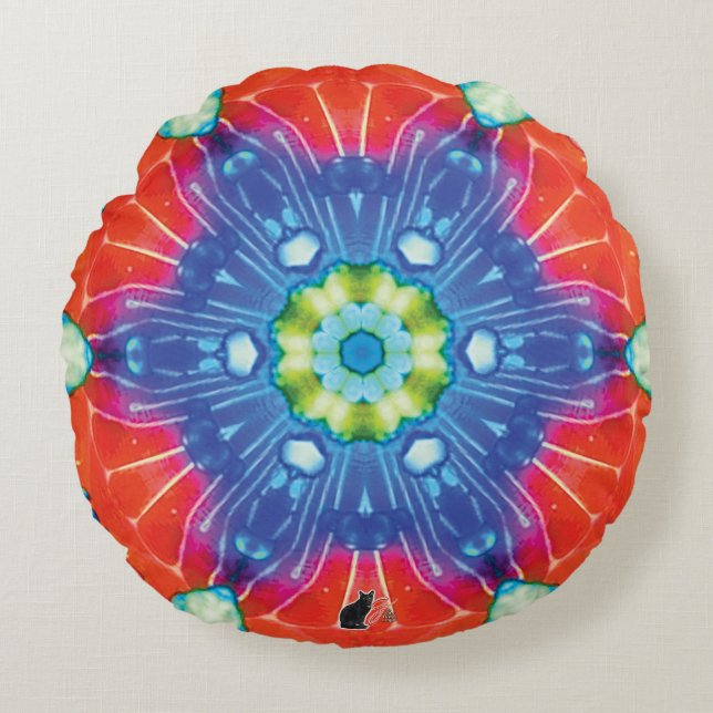 Canded Kaleidoscope Rond Kussen (Voorkant)