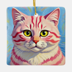 “Candice” Een kersen gestreepte mystiek – Kat Port Keramisch Ornament
