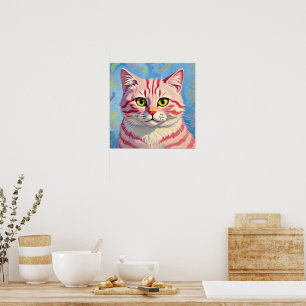 "Candice" Een kersengestreepte mystiek - Kattenpor Poster