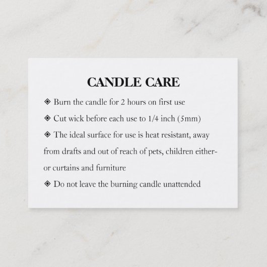 Candle Care Gold Gliter Chic Script Hartelijk dank Visitekaartje (Achterkant)