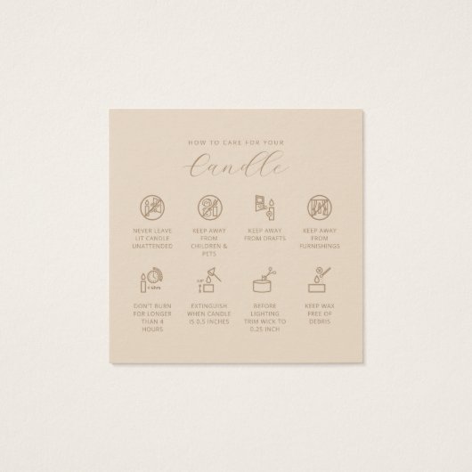 Candle Care Kaart dank u kaart instructie Kaart (Achterkant)