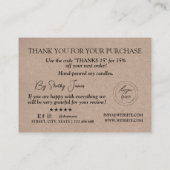 Candle Care Kraft Paper | Aangepaste Logo Hartelij Visitekaartje (Achterkant)