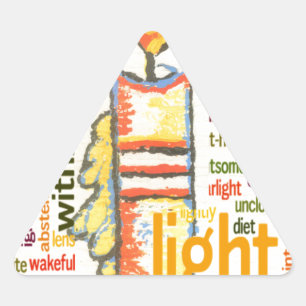 Candle Flame Word Cloud Art Print Driehoek Sticker