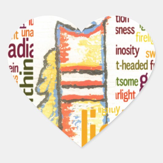 Candle Flame Word Cloud Art Print Hart Sticker (Voorkant)