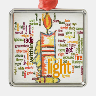 Candle Flame Word Cloud Art Print Metalen Ornament