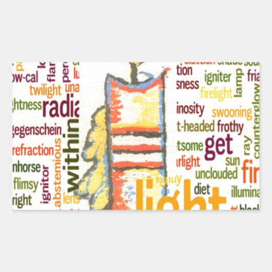 Candle Flame Word Cloud Art Print Rechthoekige Sticker (Voorkant)