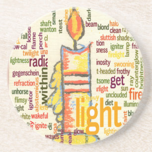 Candle Flame Word Cloud Art Print Zandsteen Onderzetter