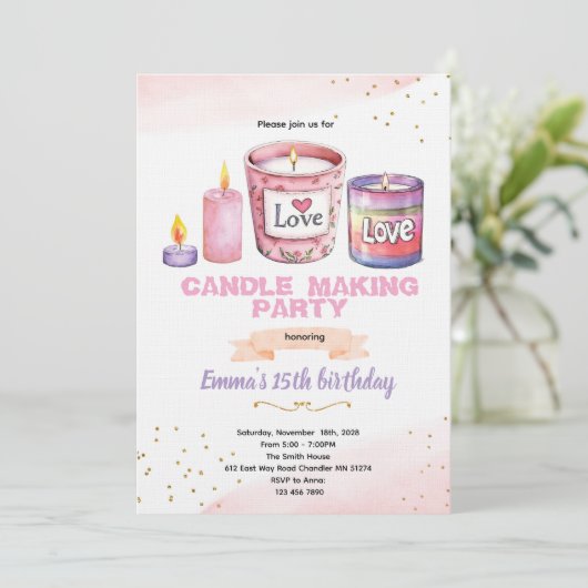 Candle making party invitation (Debout devant)