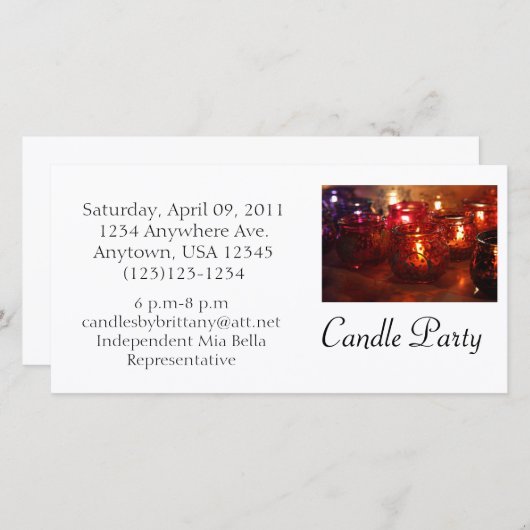 Candle Party Photo Invite (Voorkant / Achterkant)