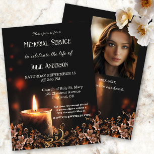 Candle Photo Funeral Service Invitation