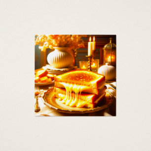 Candlelit Comfort Meal: Gegrilde Kaas Sandwich Vierkante Visitekaartjes