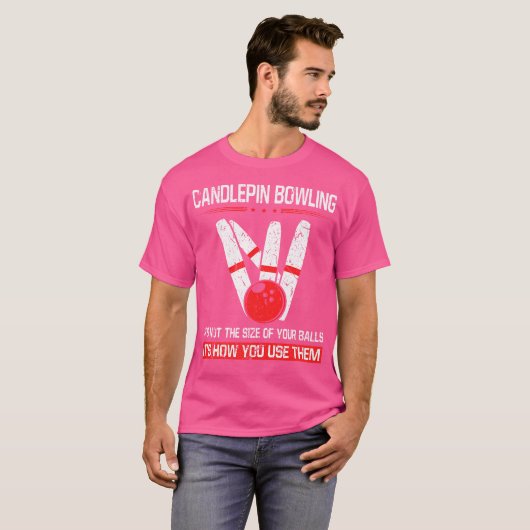 Candlepin bowling maat van ballen Grappig New Engl T-shirt (Voorkant volledig)