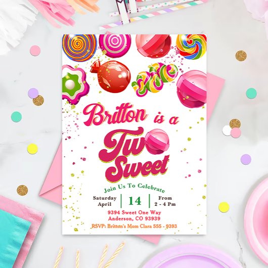 Candy Anniversaire Deux Soirées Sucrées Invitation