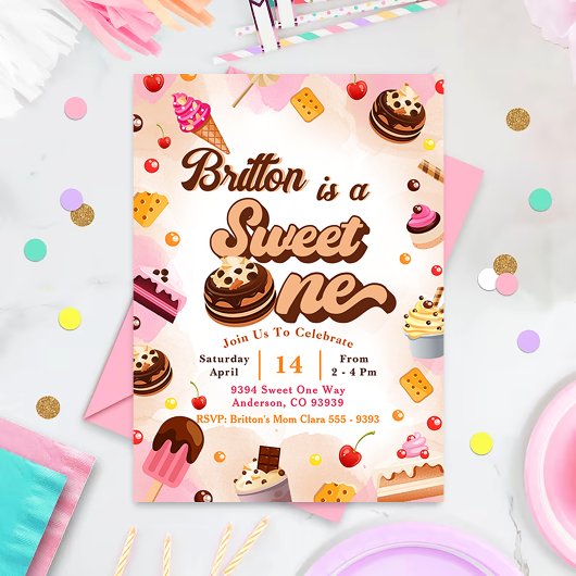 Candy Anniversaire Invitation Sweet One Party