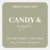 Candy Apple Herfst Kaarslabel | Minimalistische He Vierkante Sticker (Voorkant)