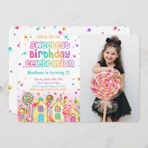 Candy Birthday Photo Invitation