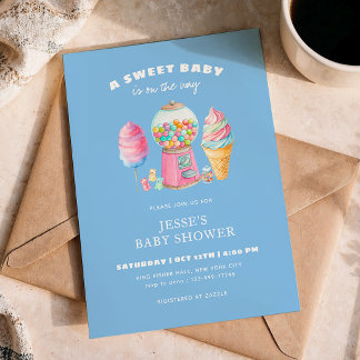 Candy Blue A Sweet Baby Shower is on the way  Kaart