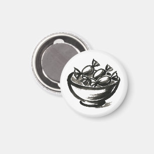 Candy Bowl – Inktpenseel Halloween Illustratie op Magneet