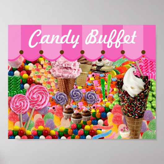 Candy Buffet Streep Baldakijn Trouwposter Bord Poster (Voorkant)