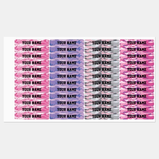 Candy Camo Étiquettes imperméables à adhésif mince (Feuille)