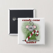 Candy Cane Addict Tshirts en geschenken Vierkante Button 5,1 Cm (Voorkant /achterkant)