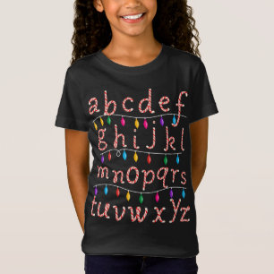 Candy Cane Alfabet Kerstverlichting Leraar School T-shirt