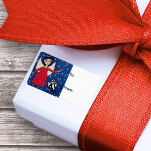 Candy Cane Angels Christmas Gift Label