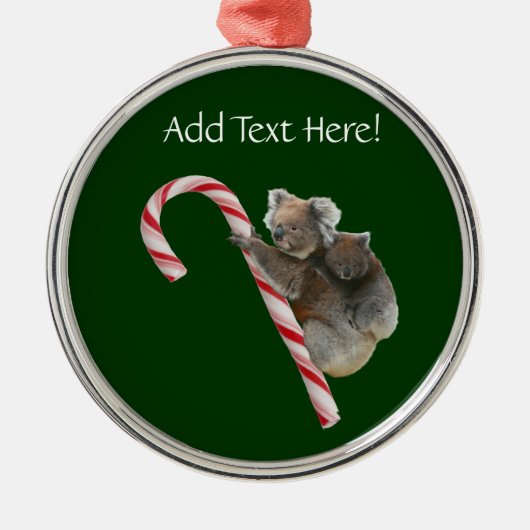 Candy Cane Australian Koala Beren Metalen Ornament (Voorkant)
