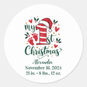 Candy Cane Baby 1st Christmas Ronde Sticker (Voorkant)